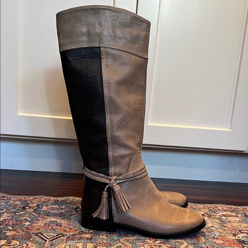 Fabianelli Tan Brown Italian Leather Boots Knee-high Boots Size EU37